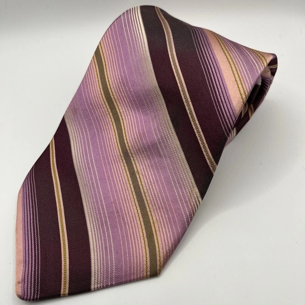Ted Baker London Striped Handmade in USA Pure Silk 58 X 3.75